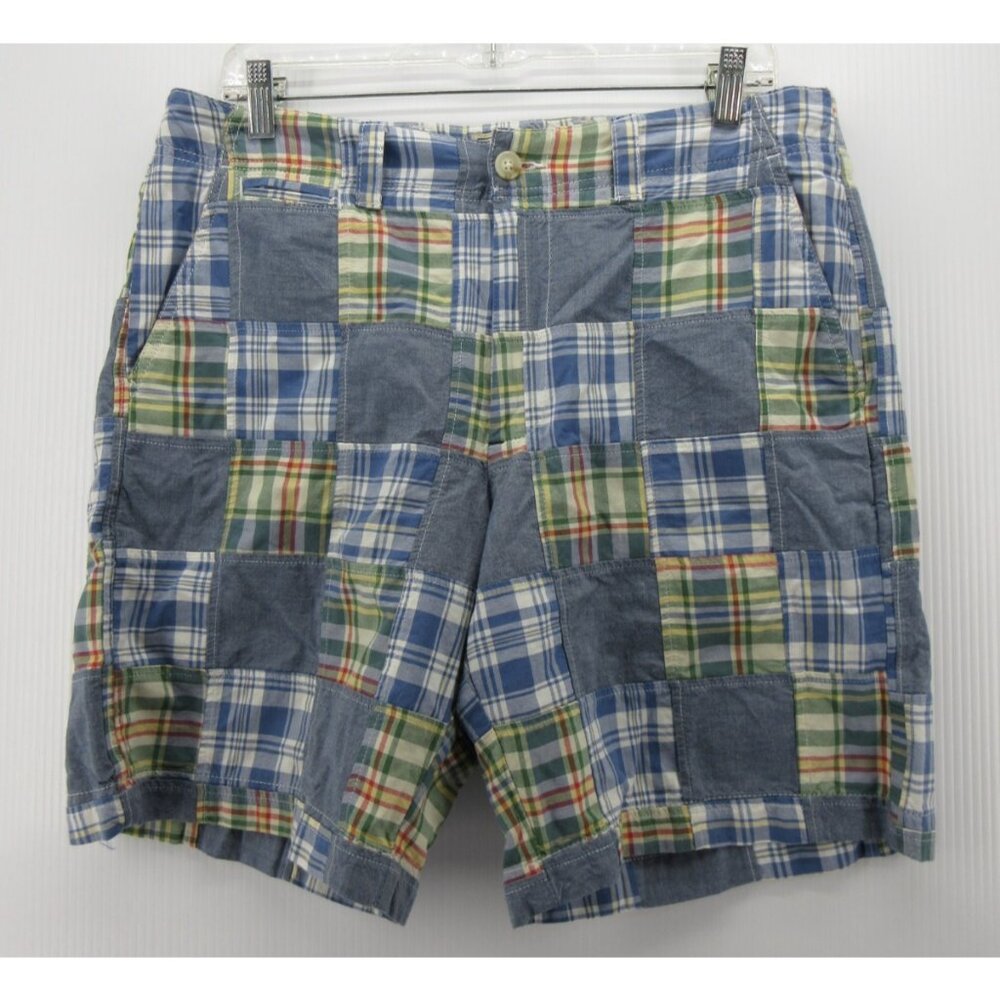 LL Bean Shorts Medium XL Patchwork Madras Plaid C… - image 1
